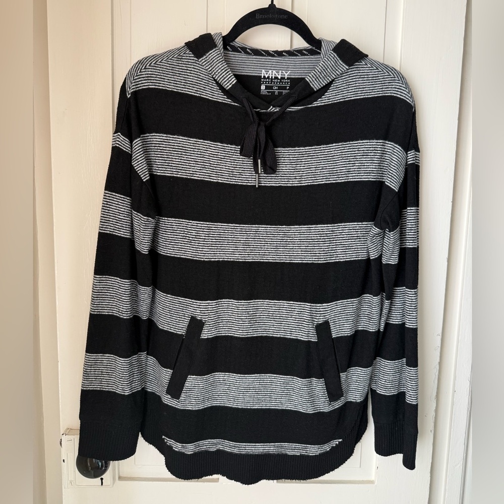 Marc New York Monochrome Striped Hoodie